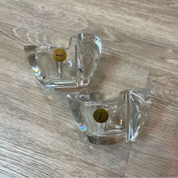 Amalfi chandel 24% lead crystal Pair of 2 Vintage candle holder - Picture 5 of 9